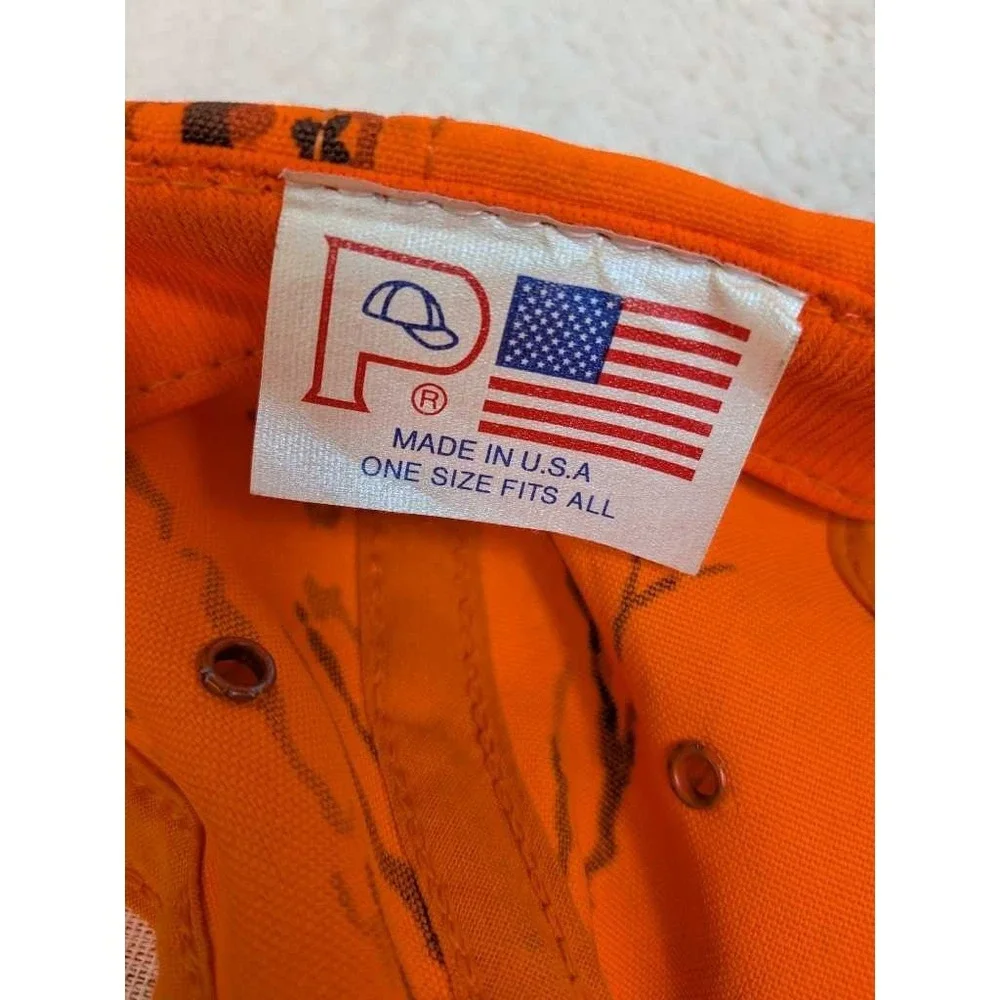 Orange Camo Hunting Baseball Cap One Size Fits All Made in USA‎